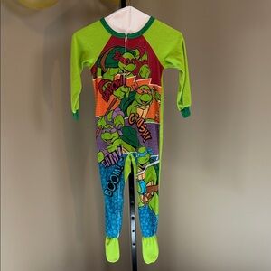 Nickelodeon Kids Size 5T Green Ninja Turtle One Piece Footie Pajamas
